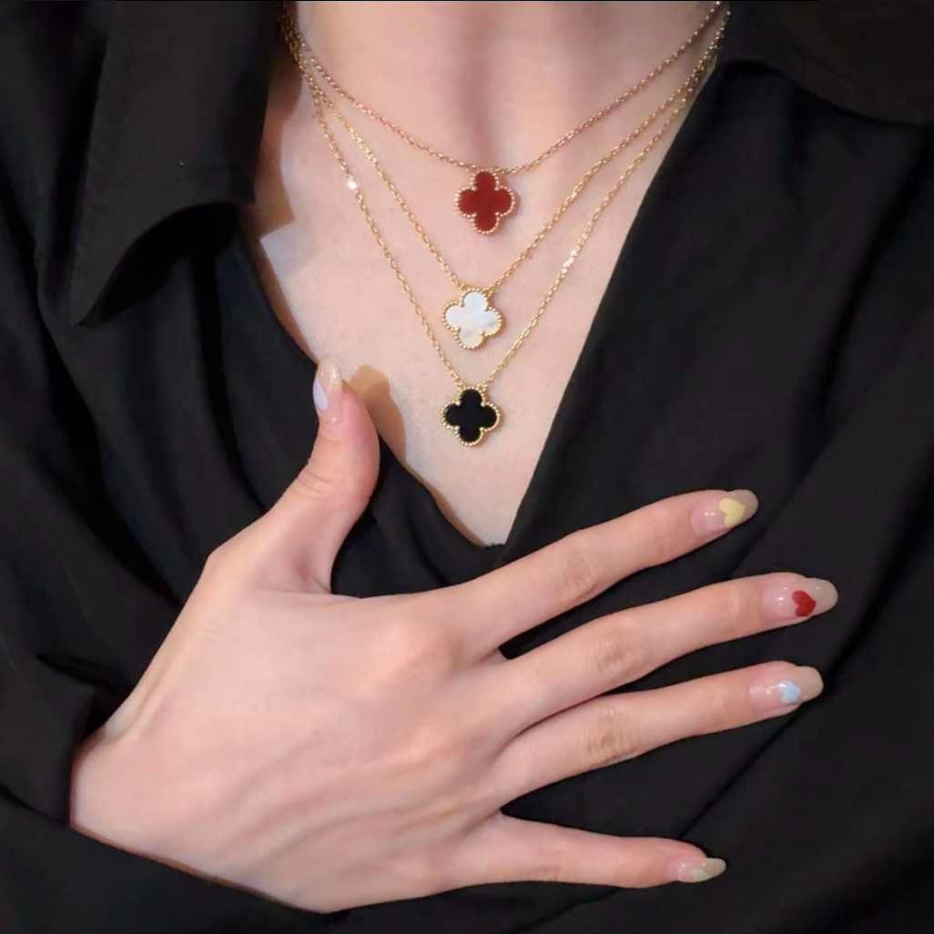 合金项链 合金高版本V金 幸运四叶草项链轻奢双面百搭