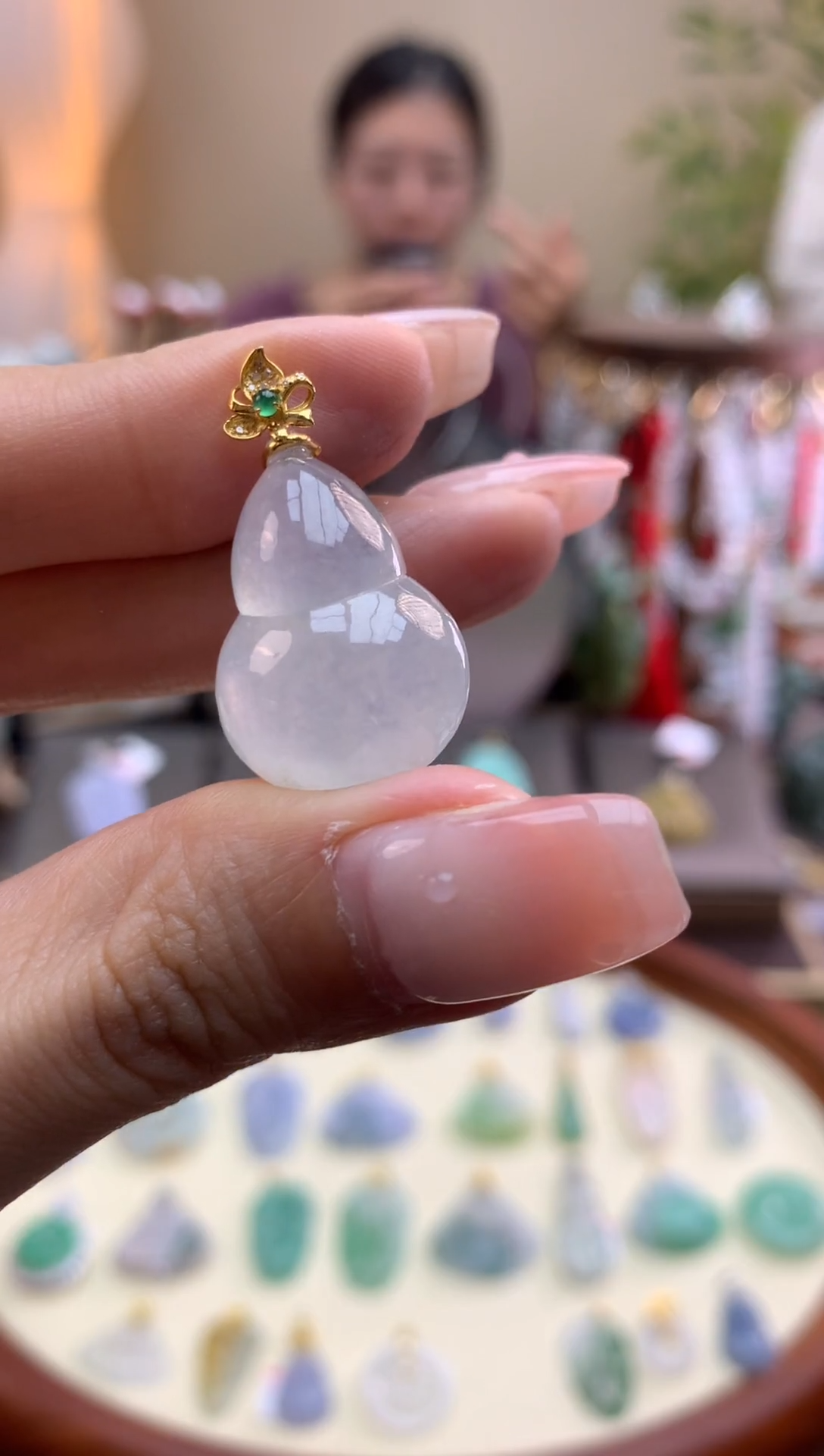 【闪购商品】翡翠颈饰18K金镶嵌葫芦
