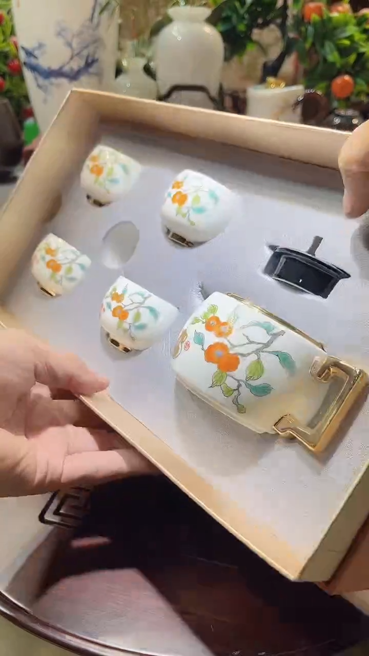瓷片德艺茶器直播间@@柿子套装
