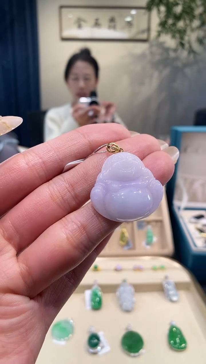 【闪购商品】翡翠吊坠(不含链)18K金镶嵌佛公