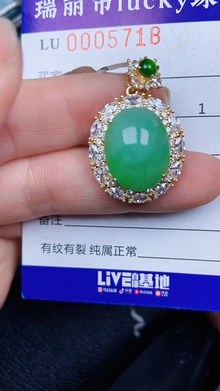 颈饰银S925镶嵌翡翠5718