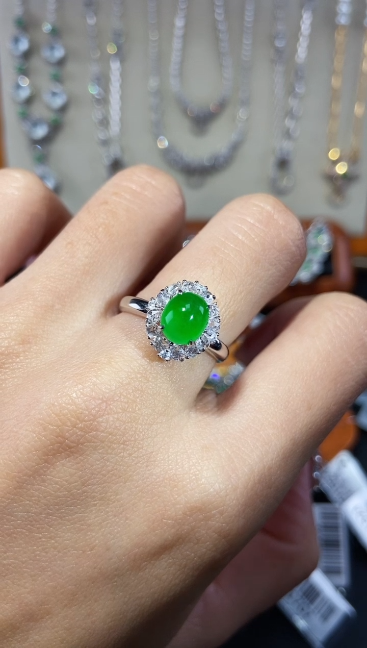 【闪购商品】翡翠戒指18K金镶嵌戒指