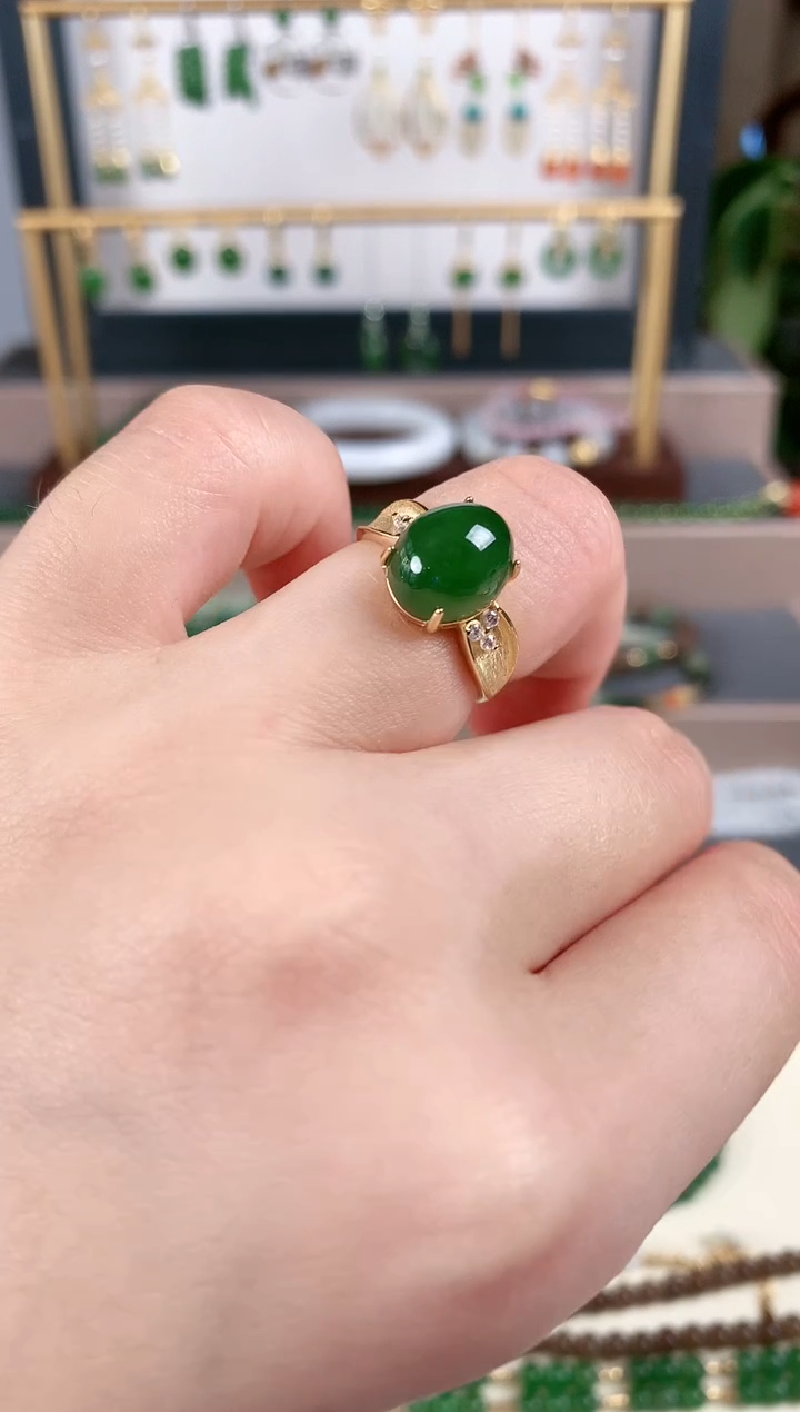 银S925镶嵌戒指和田玉1