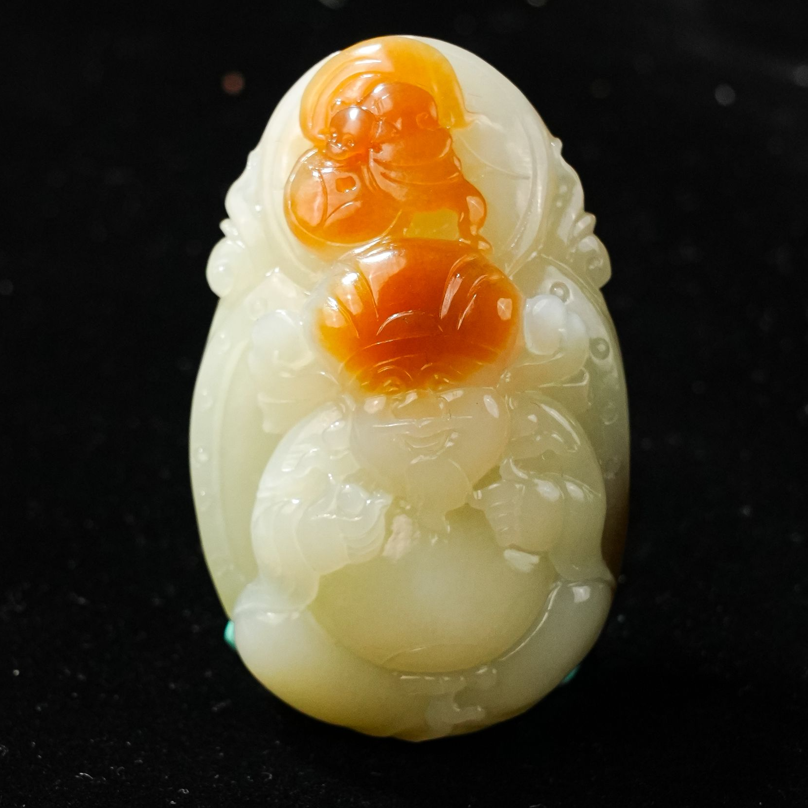 lot14 和田玉糖料财神吊坠/qg51125-177995 保利山东