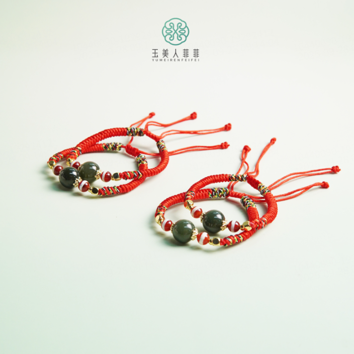 石惑珠宝~和田玉圆珠手绳约12mm^多样性发一