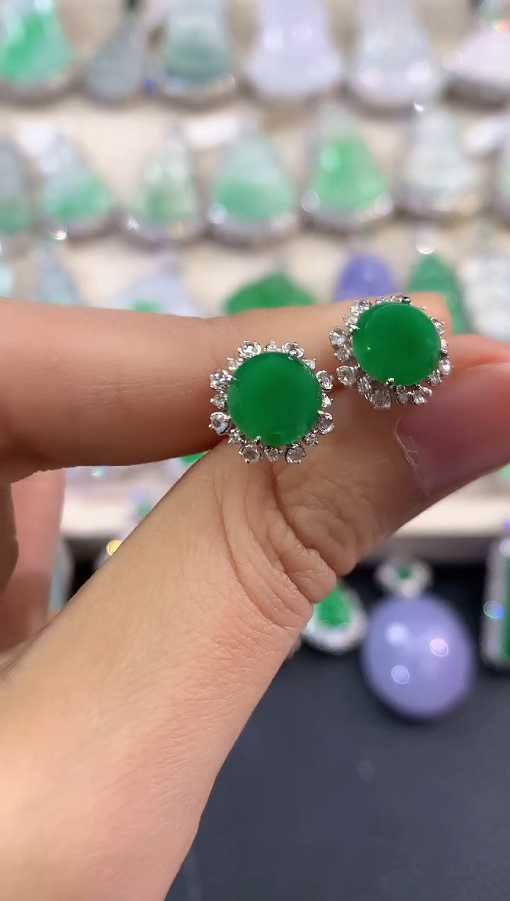 【闪购商品】翡翠耳饰18K金镶嵌C78多样性一件发货