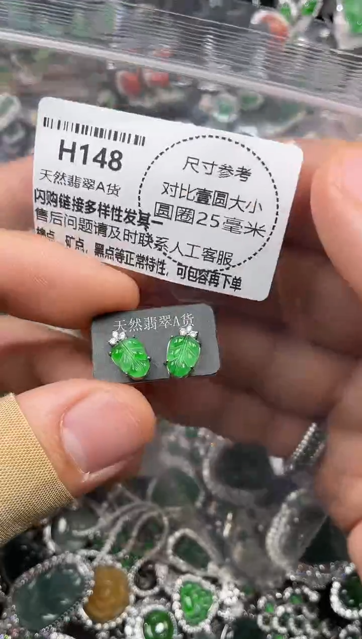 颈饰未镶嵌翡翠H148耳钉