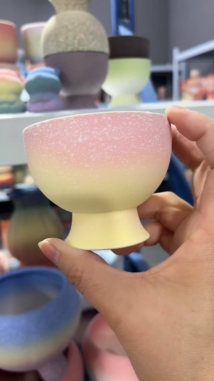 麦饭石粗陶多肉花盆7*4