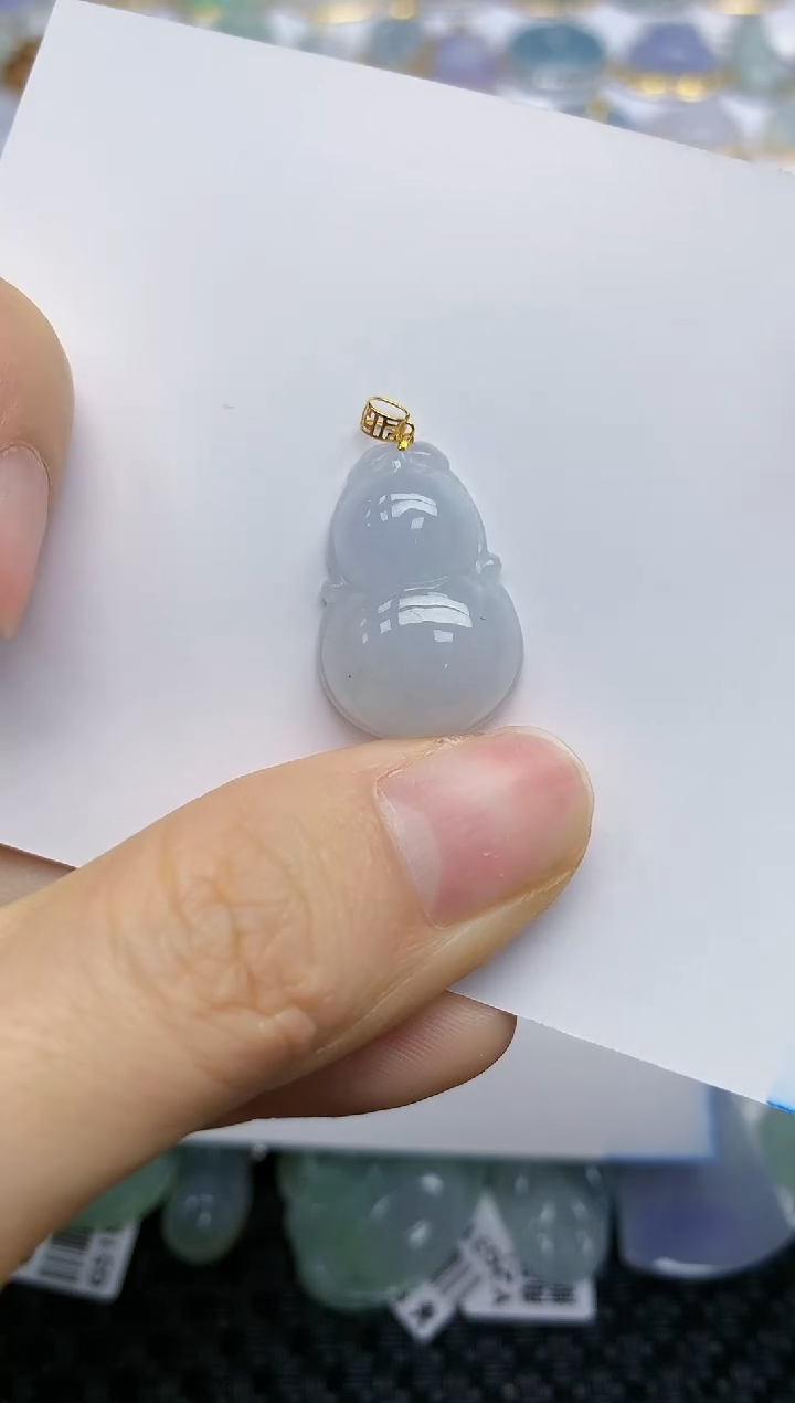 翡翠18K金镶嵌挂件天然翡翠A货