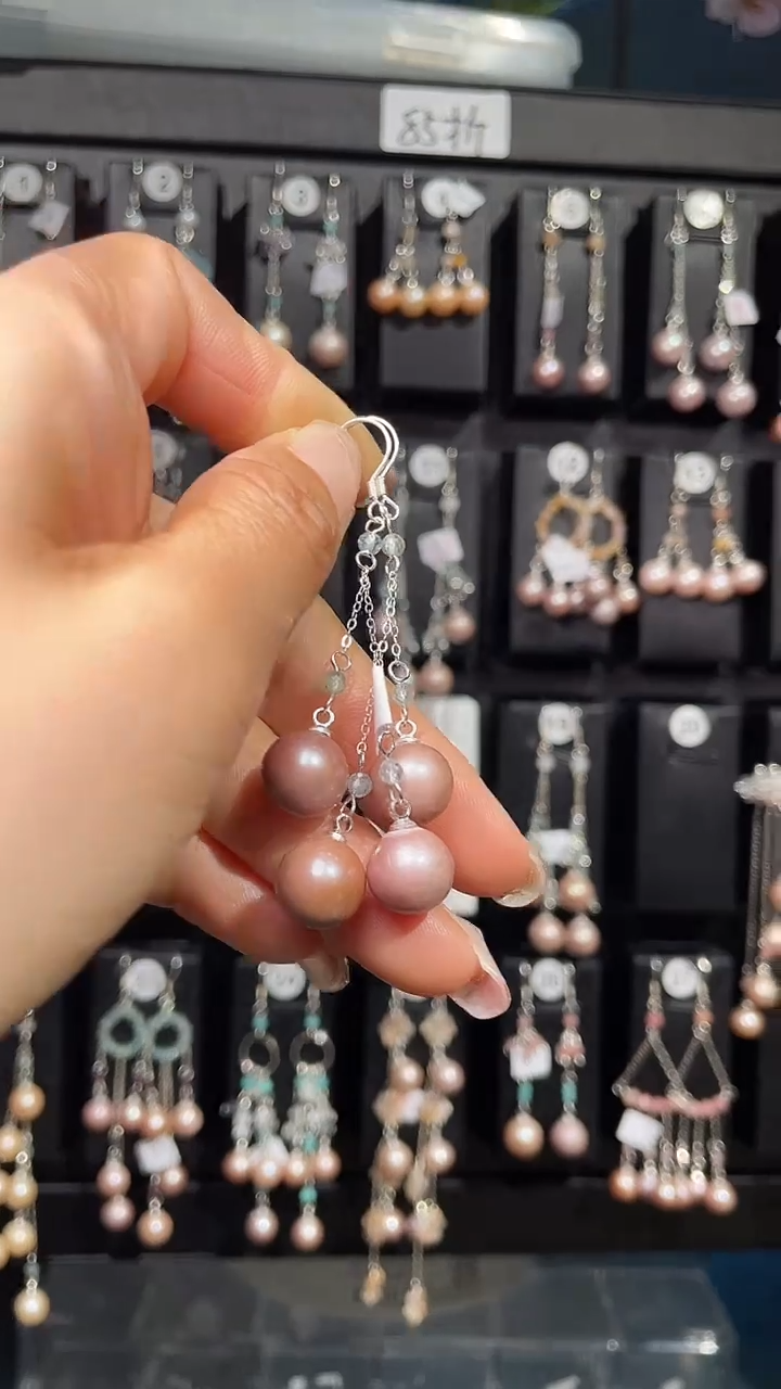 未镶嵌耳饰淡水珍珠福**禧 福禄寿禧