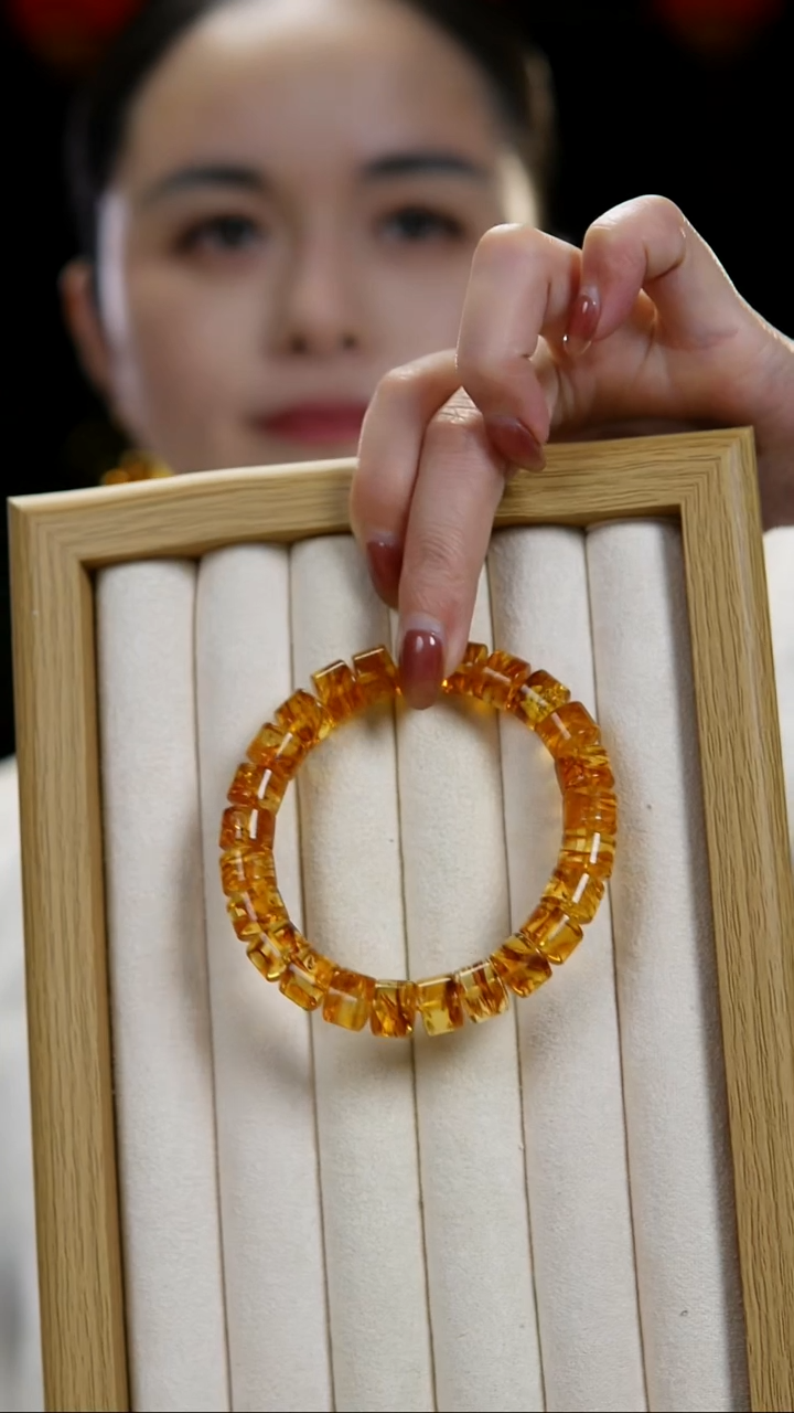 卫民珠宝-10+花珀直切俄罗斯天然琥珀素串圆珠时尚百搭轻奢