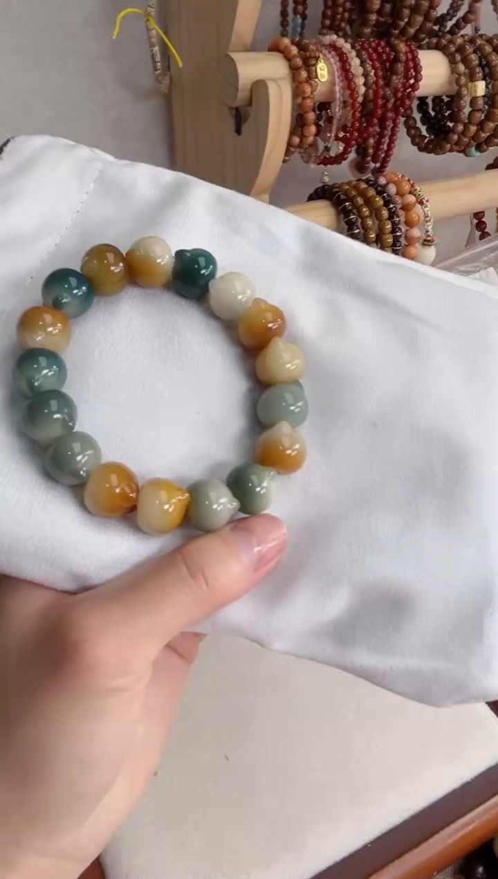 菩提根/象牙果手串t38玉化猫头14mm手串