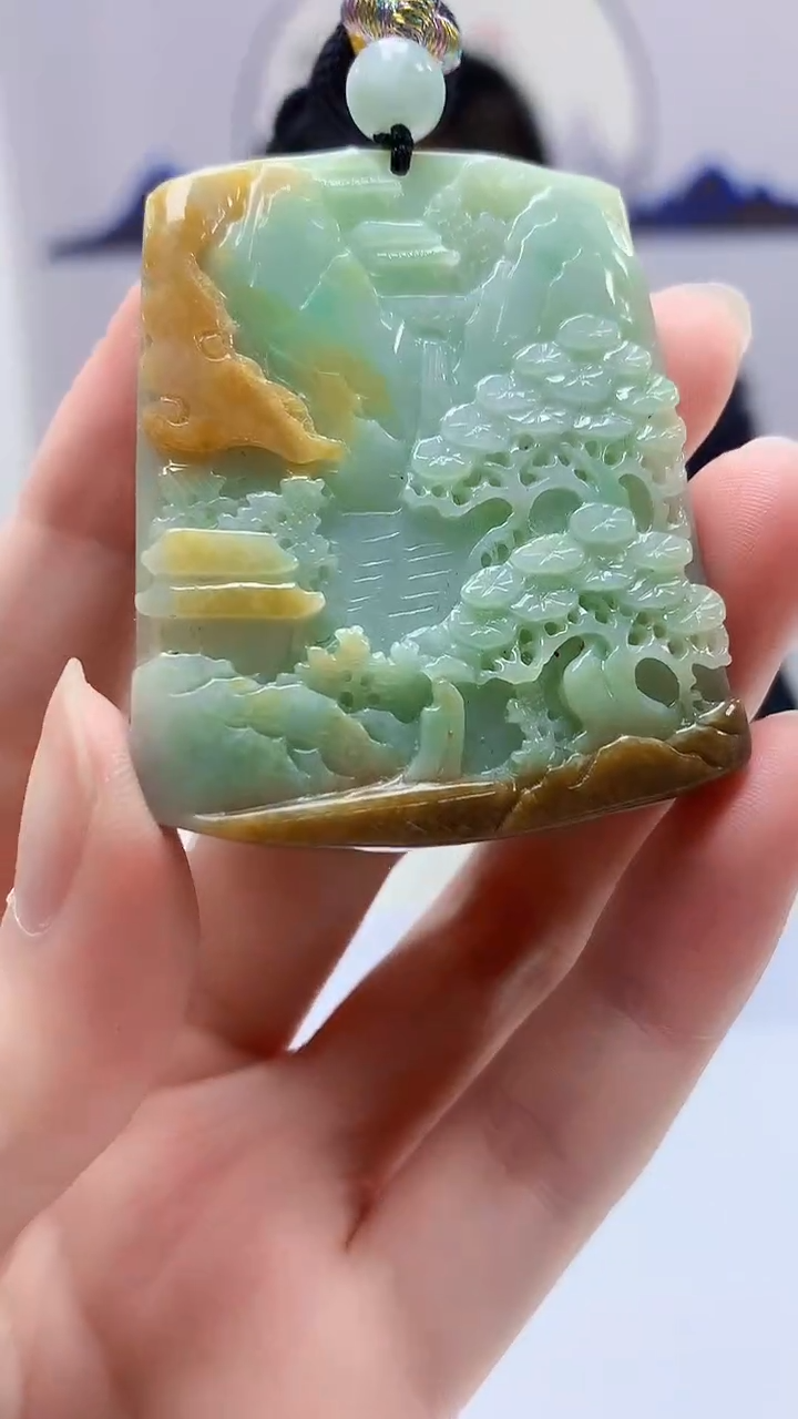 【闪购商品】定制翡翠未镶嵌5152zm-毛货挂件山水185