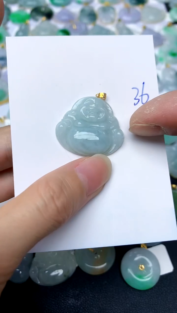 【闪购商品】翡翠颈饰18K金镶嵌36天然A货翡翠