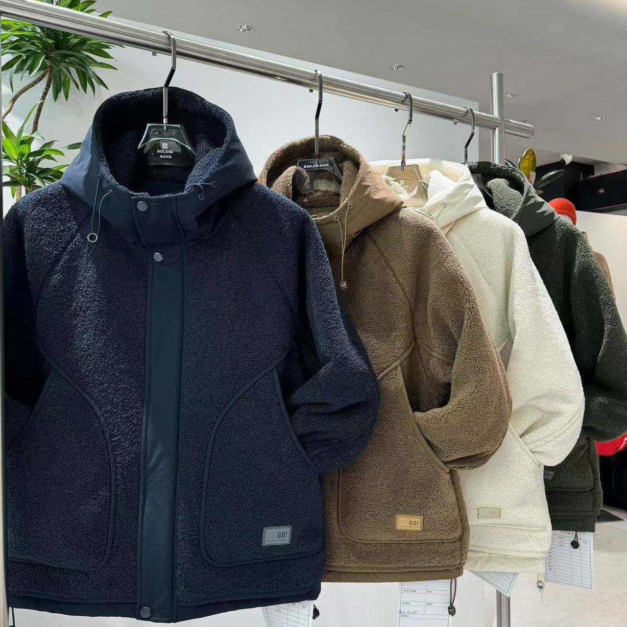 秋冬休闲连帽加厚颗粒绒棉服 保暖宽松 32036