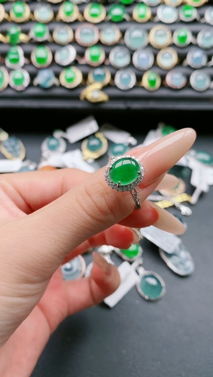 【闪购商品】翡翠戒指银S925镶嵌1111111