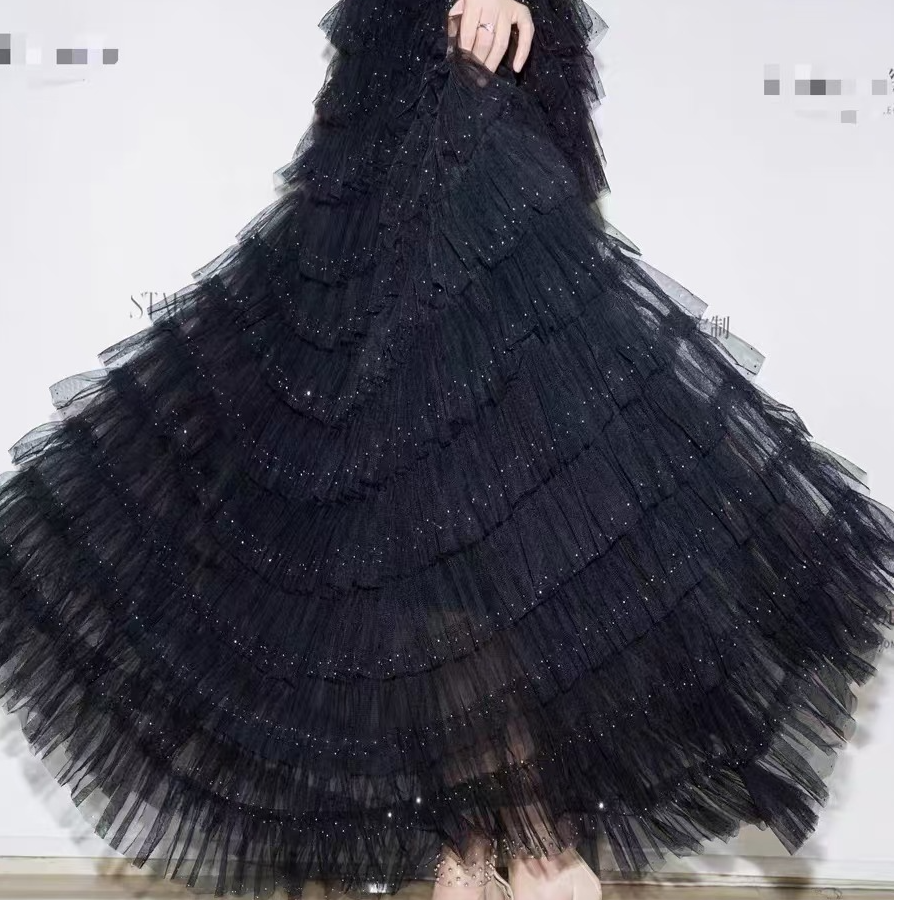 风华珏zl气质时尚重工满钻蛋糕网纱裙半身裙