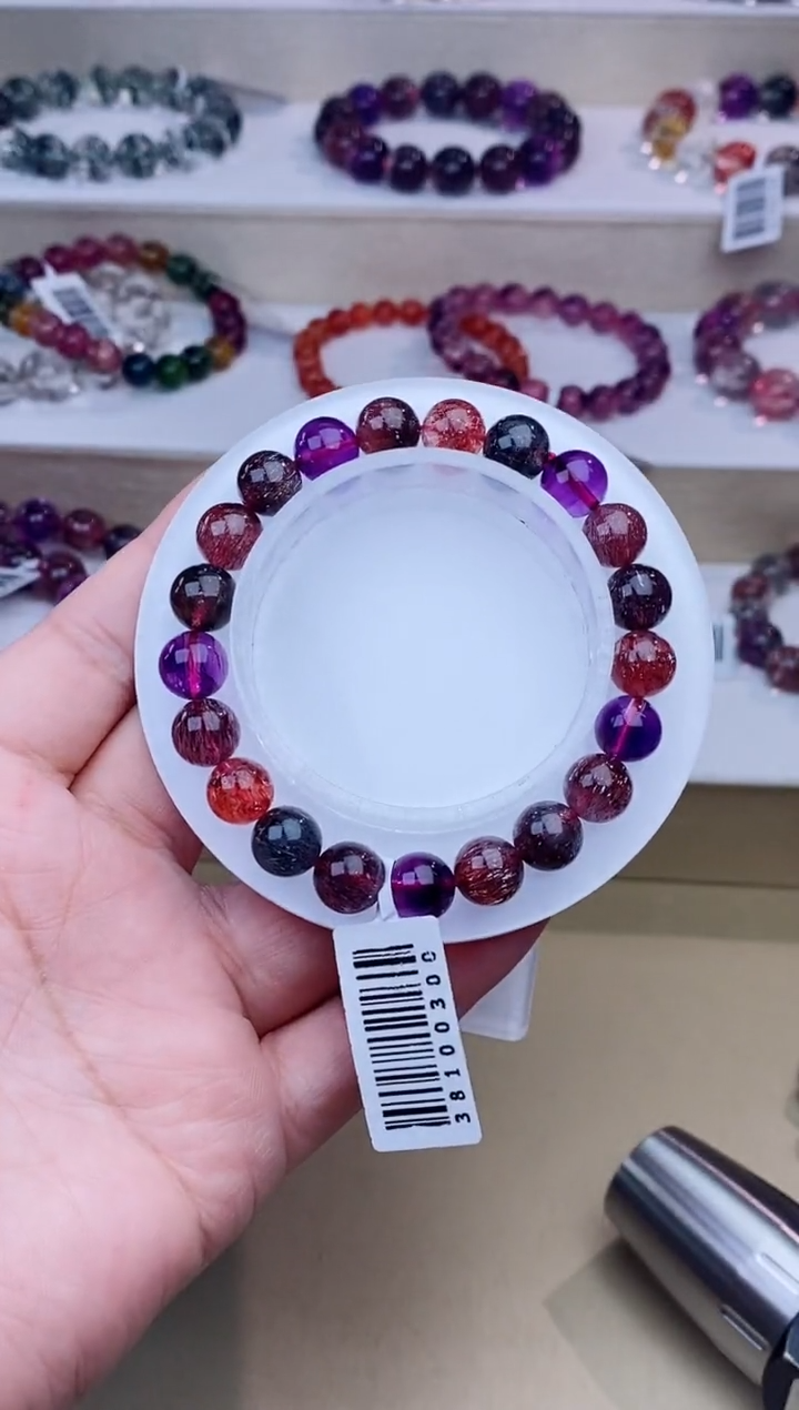 未镶嵌手链水晶黑加仑超七9m+