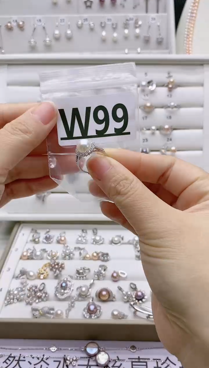 银S925镶嵌无淡水珍珠蕊W99