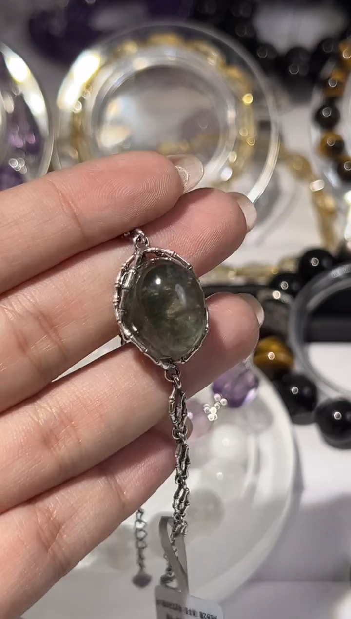 【闪购商品】水晶手链银S925镶嵌8号绿幽灵蛋面