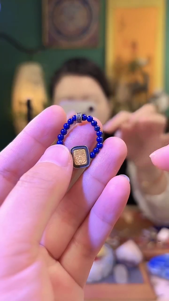 【闪购商品】青金石戒指银S925镶嵌青金石扎基拉姆戒指