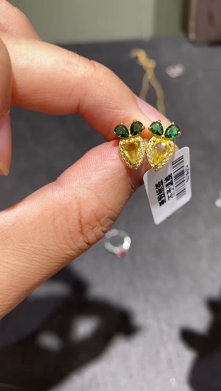 耳饰蓝宝石银S925镶嵌耳钉