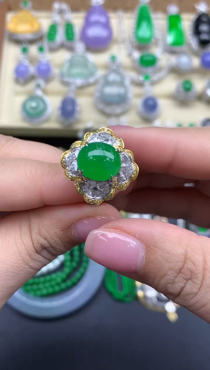 【闪购商品】翡翠戒指18K金镶嵌300-中国好珍宝