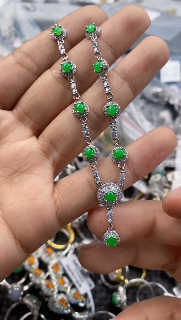 银S925镶嵌戒指翡翠666    2