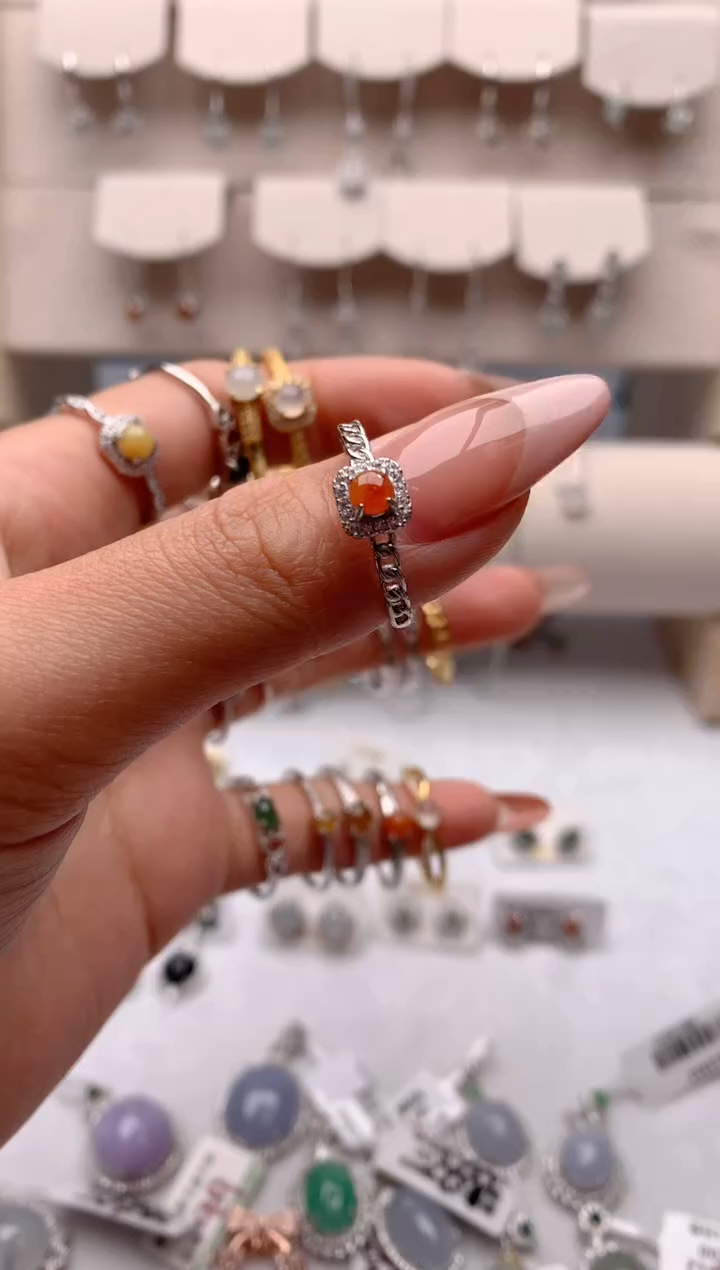 【闪购商品】翡翠戒指银S925镶嵌3号