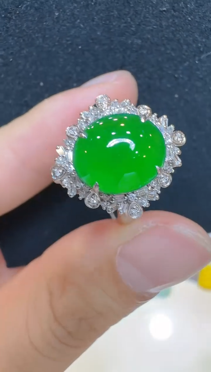 翡翠戒指18K金镶嵌多样性团购发一件