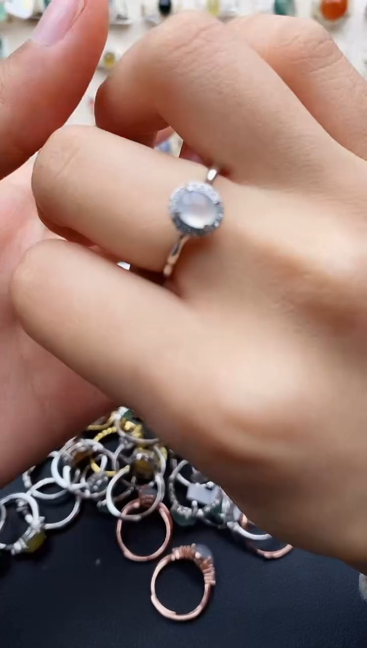 【闪购商品】翡翠戒指银S925镶嵌缅甸翡翠