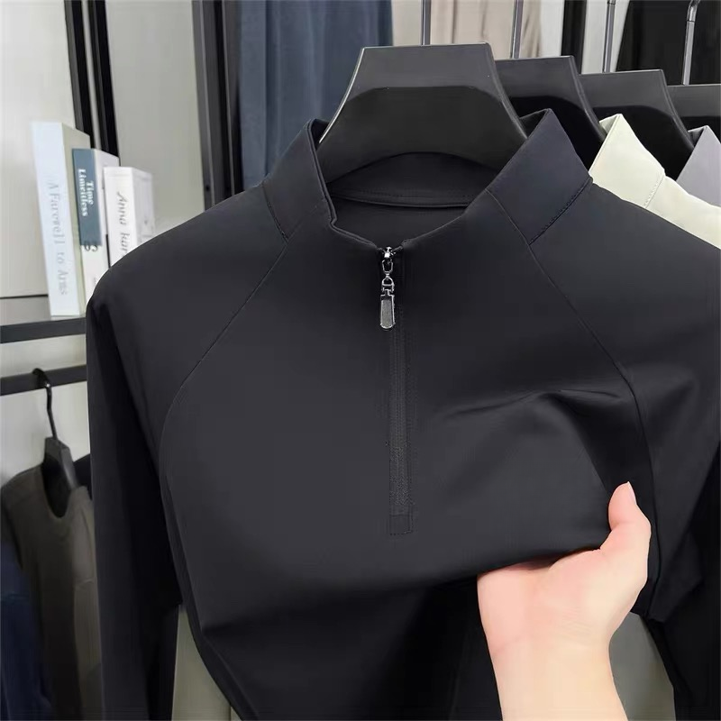 2025年冬季长袖加绒半拉链卫衣男士户外