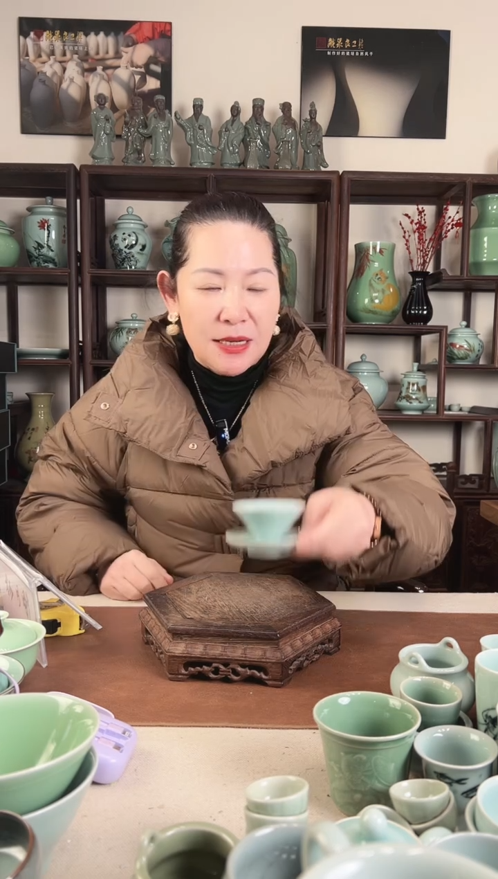 纯手工  斗笠杯+杯碟