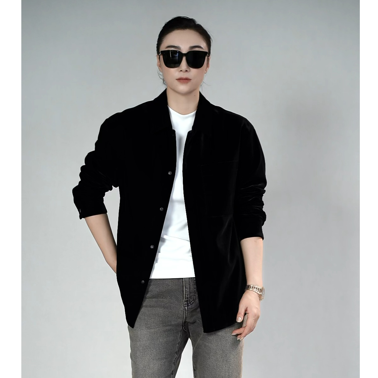 帝罗依进口丝绒衬衫外套8708秋季时尚轻奢丝滑丝绒面料休闲外套