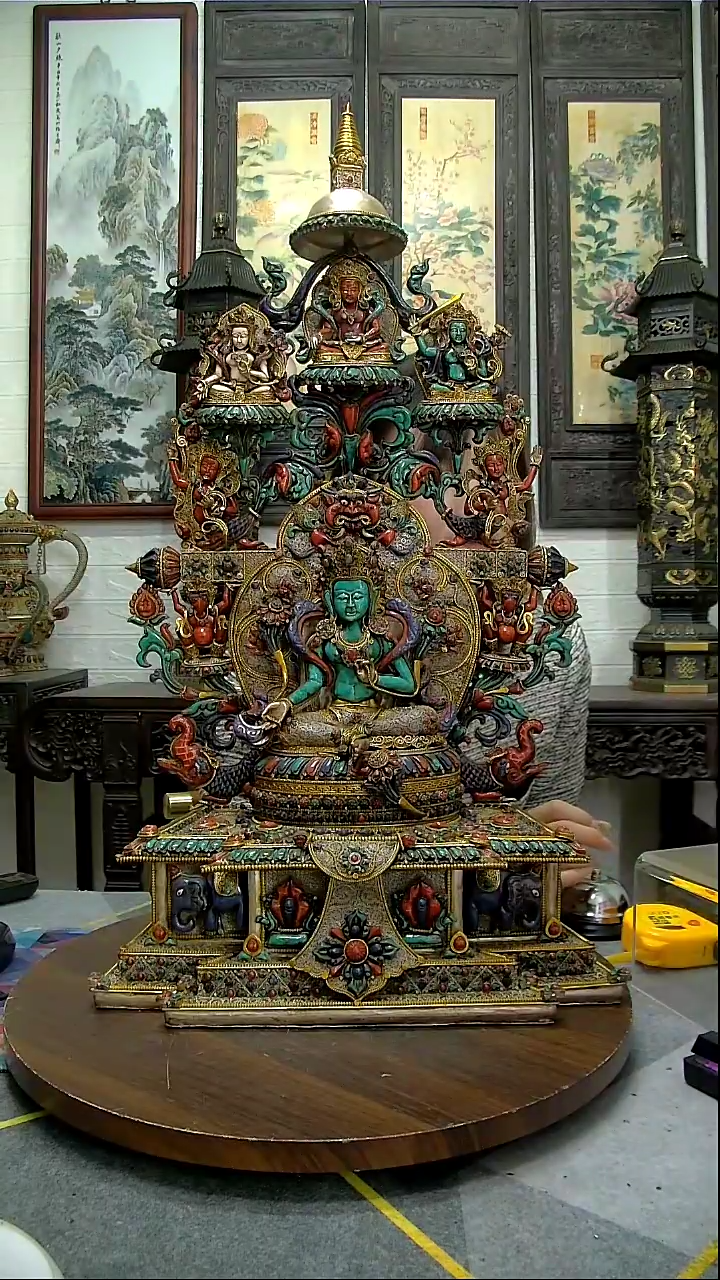 【闪购商品】绿度母铜像造像收收藏造像