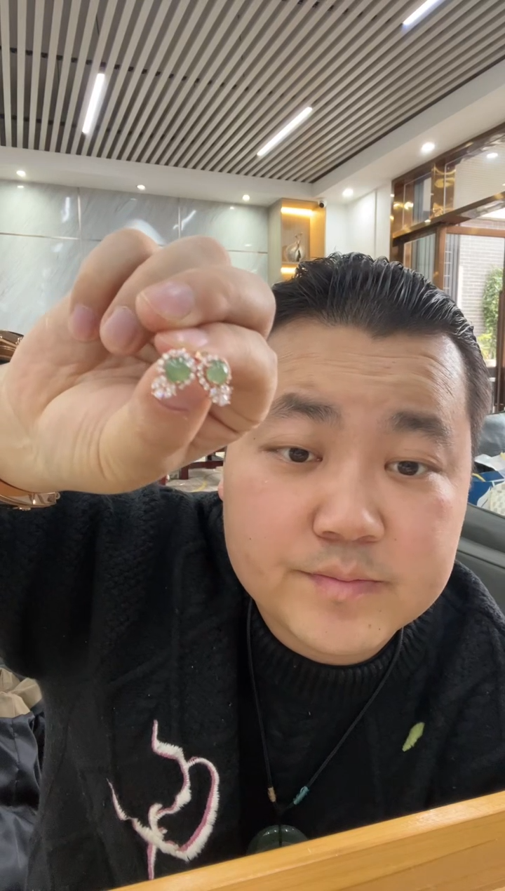 【闪购商品】翡翠耳饰银S925镶嵌耳环