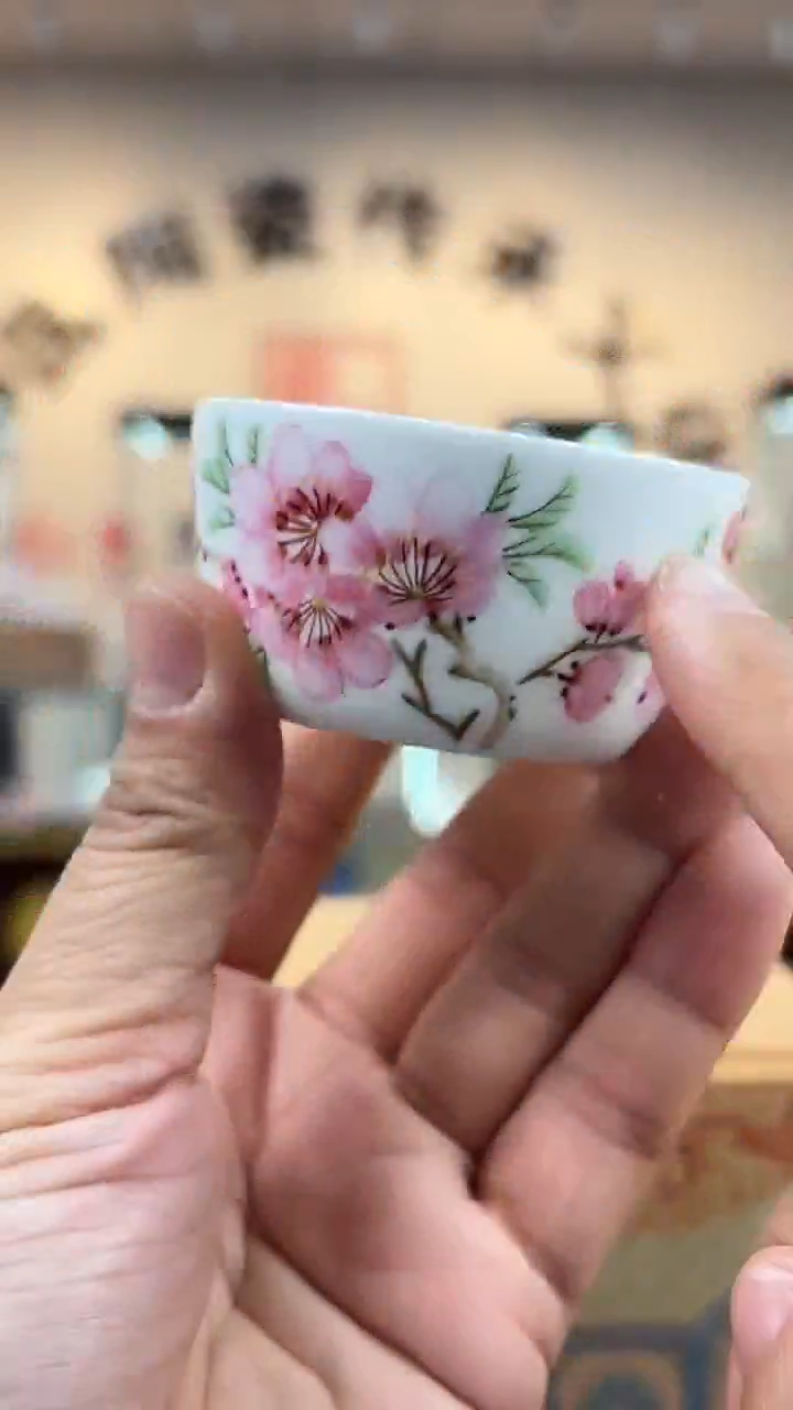 杯子陶水点桃花小主人杯