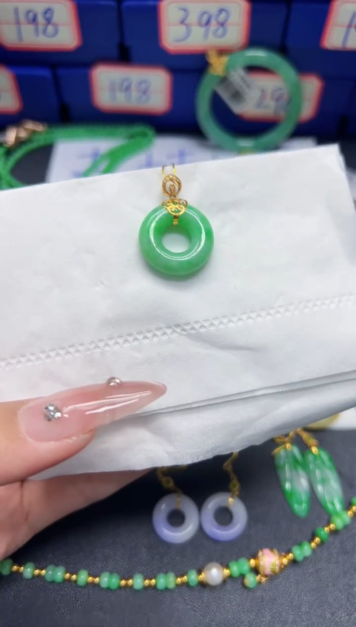 【闪购商品】翡翠颈饰18K金镶嵌Y缅料A货/支持复检/一件