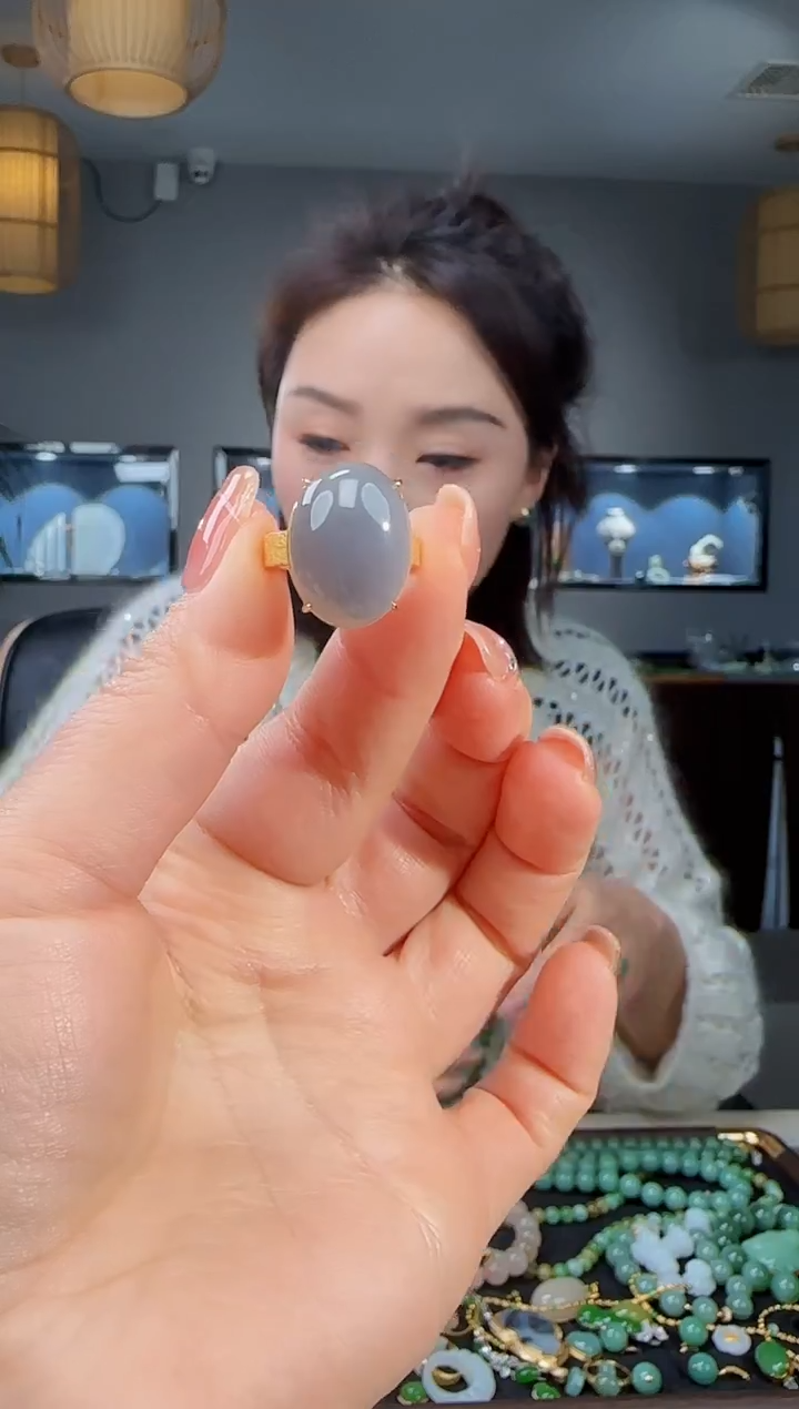 银S925镶嵌戒指和田玉1