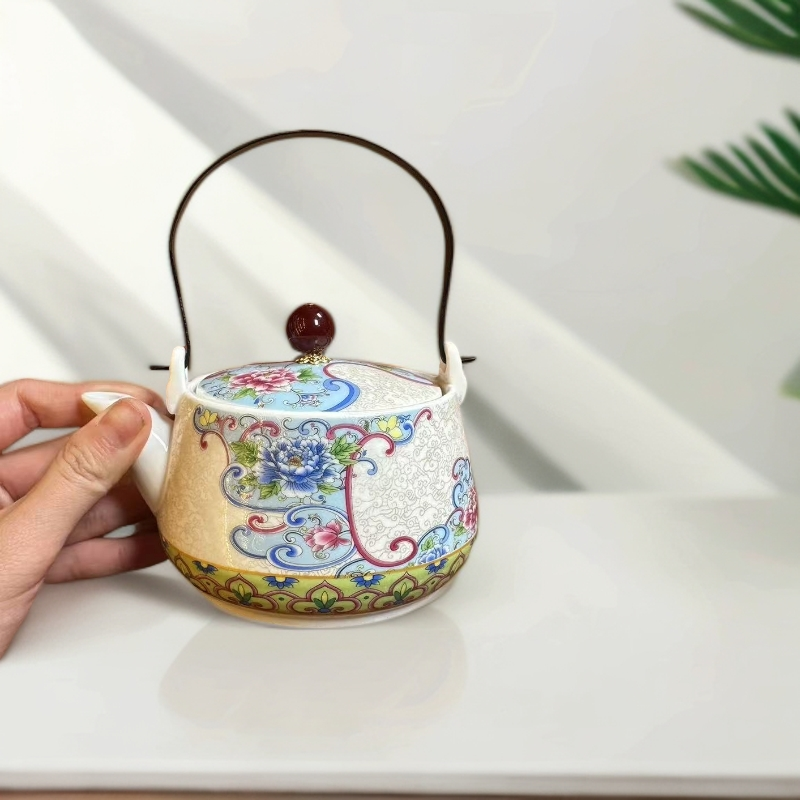 掐丝牡丹提梁壶复古家用1914