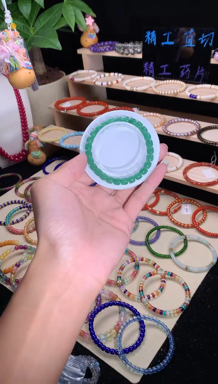 天然辰砂天然东陵玉直切手串7mm