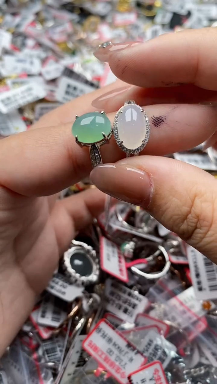 【闪购商品】翡翠戒指银S925镶嵌66666---9