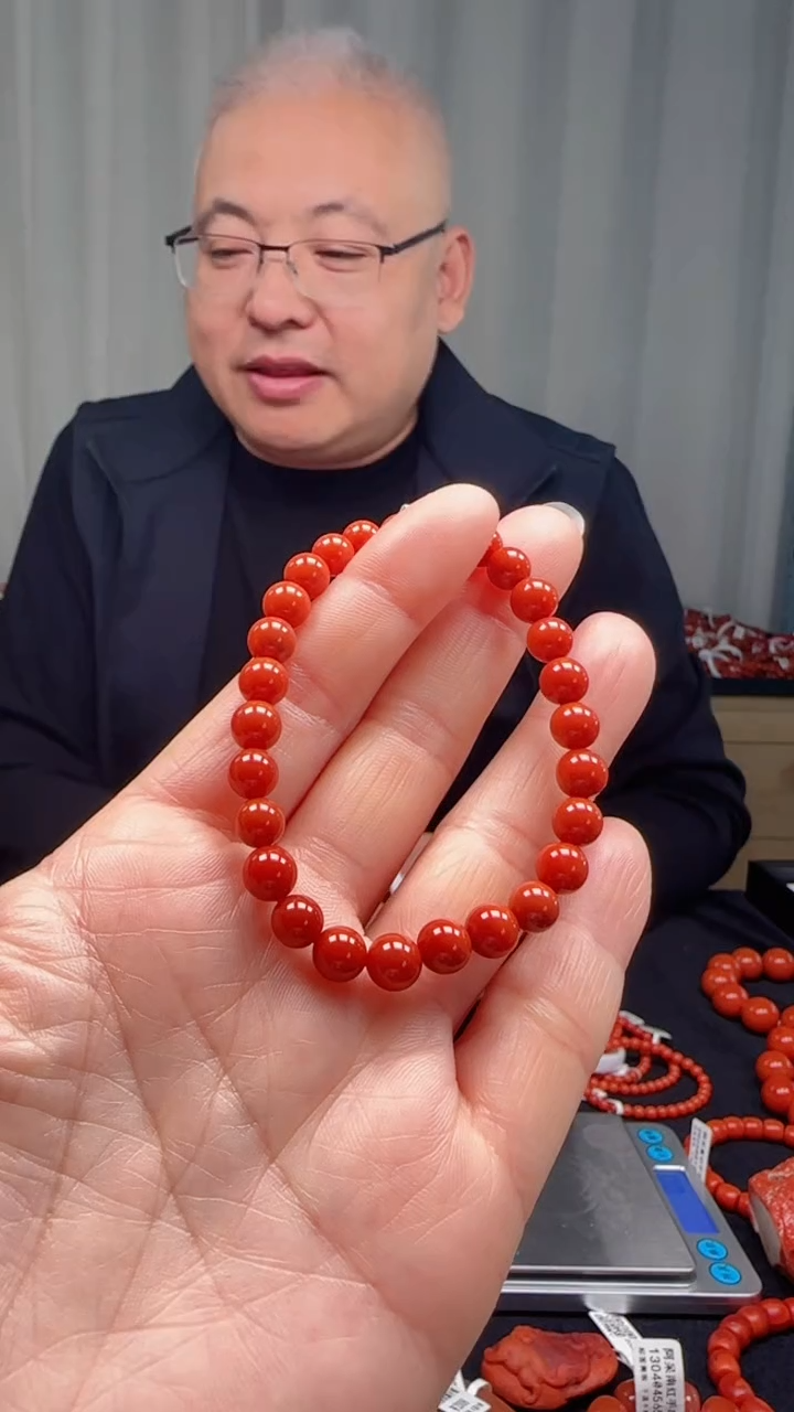 未镶嵌多样性发一件南红玛瑙【高货】柿锦红6mm保山圆珠单圈 