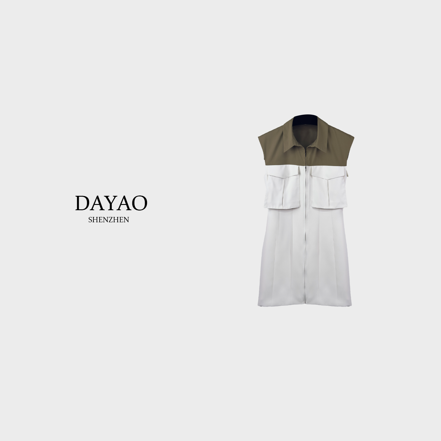 「DAYAO」新款时尚名媛拼接百搭无袖连衣裙青奢高端女装WY24461