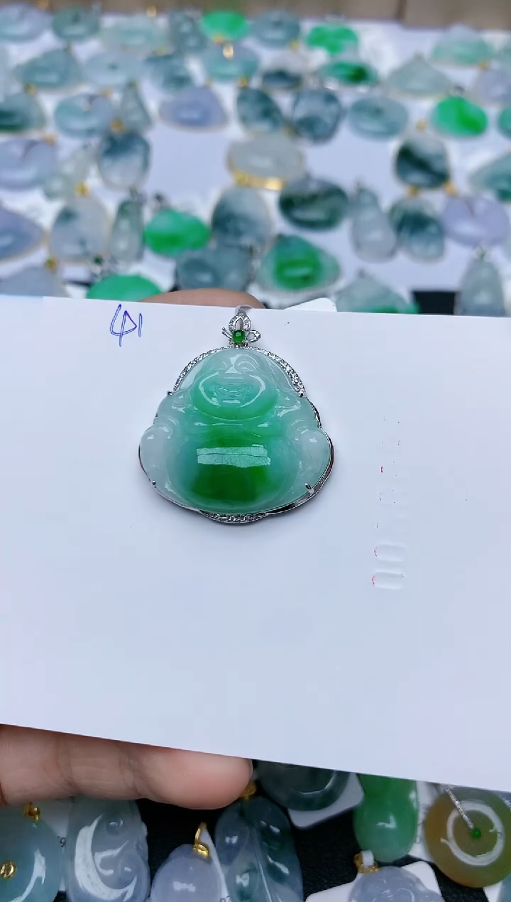 【闪购商品】翡翠颈饰18K金镶嵌天然翡翠A货    