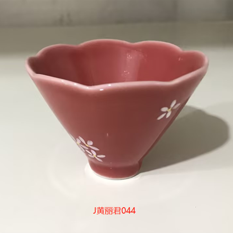 阿茶 豇豆红-花瓣口斗笠杯60ml零配（J黄丽君044）
