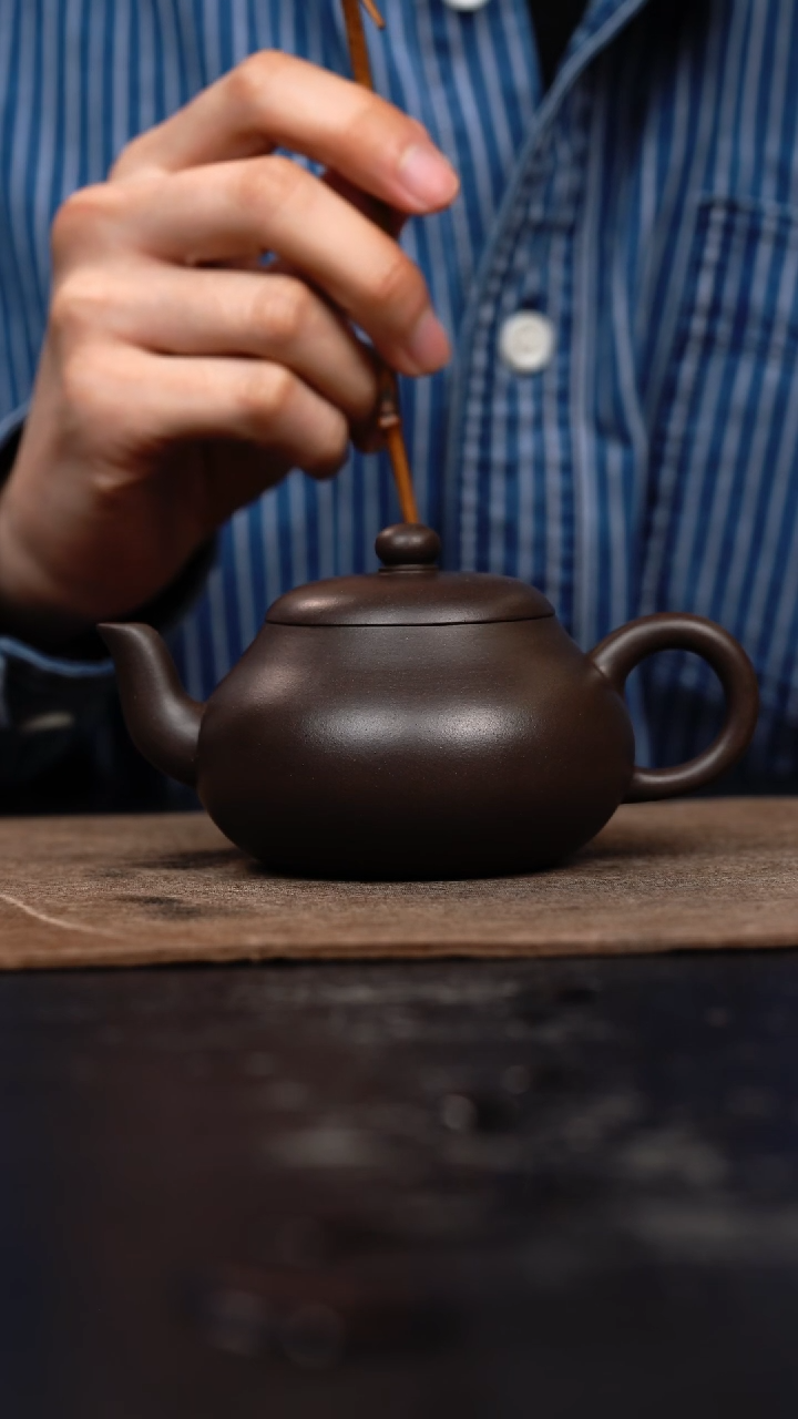 【闪购商品】紫砂茶壶手工黑墩头矮梨壶