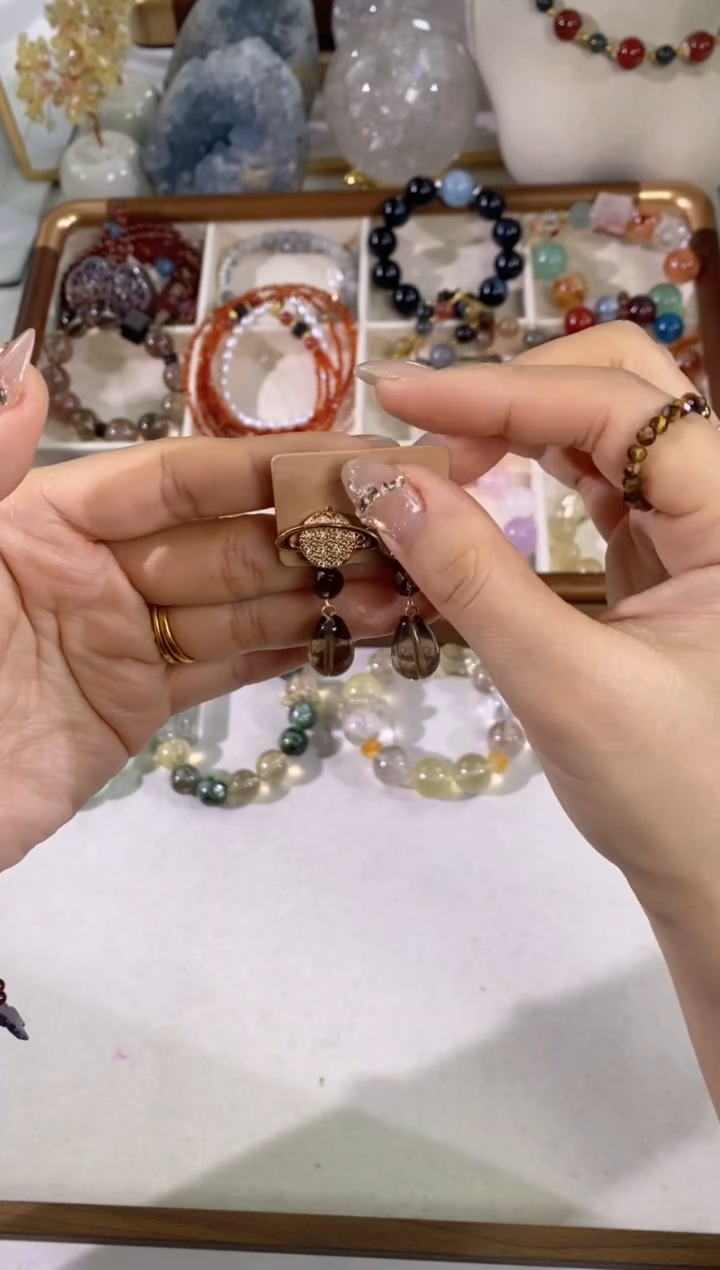 合金耳饰水晶天然水晶耳饰