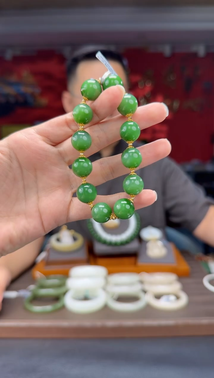 手串未镶嵌和田玉碧玉粉绿diy单圈手串