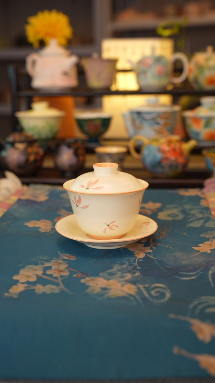 【闪购商品】粉兰花系列 三才盖碗